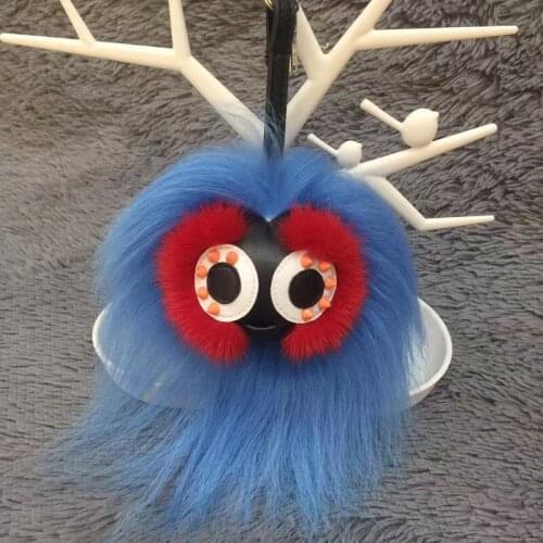 2021 Brand Monster Bag Charm Fur Pom Poms real ramb fur and mink fur Key Luxury fend fur monster