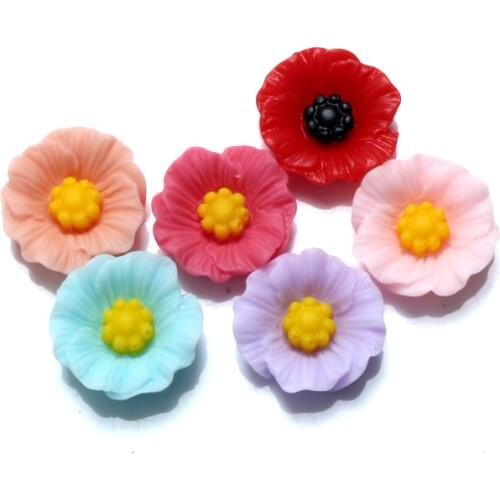 30Pcs Random Mixed Resin Flower Decoration Crafts Beads Flatback Cabochon Scrapbooking DIY Embellishments Kawaii Diy Accessories