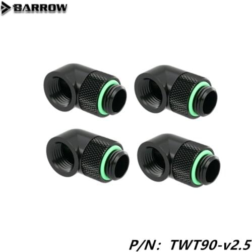 4PCS barrow water-cooled G1 / 4 connector black / bright / white / gold 90 degree swivel joint swivel elbow TWT90-v2.5