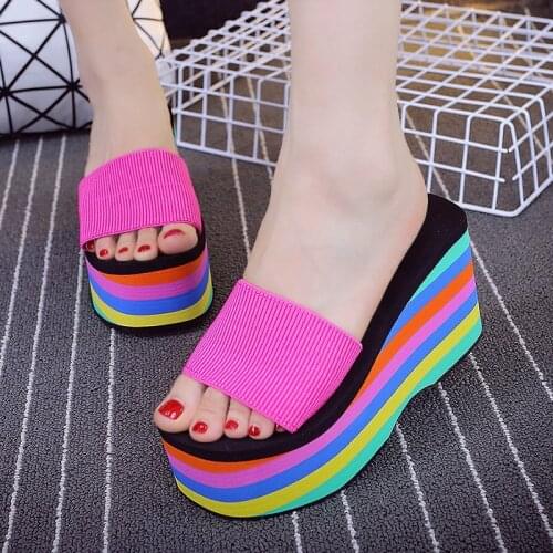 White Wedge Shoes Women Sandals Platform Dames Slippers Multi Color Shoes for Women Shoes High Heel 10CM Casual Mujer Plataforma