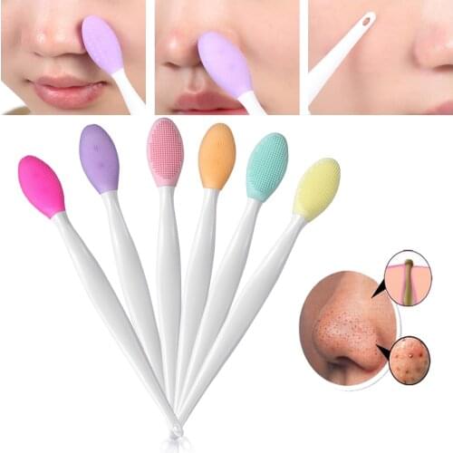 Hot 1pc Soft Handheld Silicone Face Care Clean Brush Exfoliator Blackhead Removal Facial Cleansing Massager Brush Makeup Tools