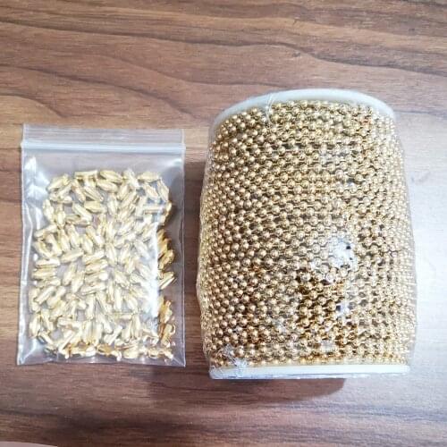 Lot 10meter stainless steel 3mm Gold Round Ball Beads beaded Chain jewelry finding DIY Marking chain with 10pc Connector