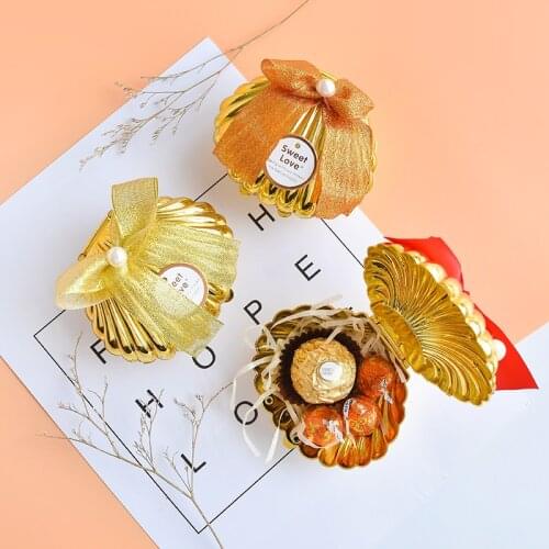 Baby party gift wedding goods golden shell original design european-style wedding candy plastic box to sweet personality