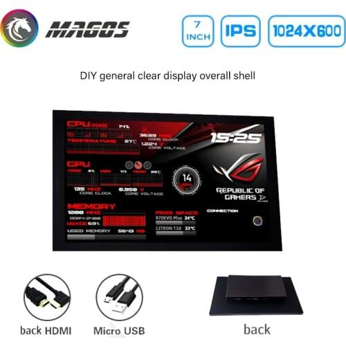 Computer Case Dynamic Display,Host Computer Degree Control Auxiliary Screen,Hardware Temperature Monitoring, 7-Inch Touch Screen