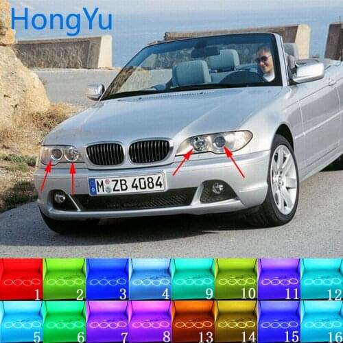 For BMW 3 Series E46 2004 - 2006 Accessories Latest Headlight Multi-color RGB LED Angel Eyes Halo Ring Eye DRL RF Remote Control
