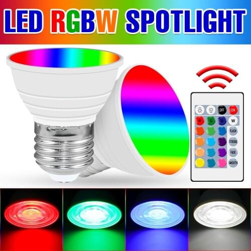 E27 RGB Lamp 85-265V LED Light GU10 Spotlight E14 Round Bulb GU5.3 Color Changing Light 15W Smart Control Lamp Home Decoration