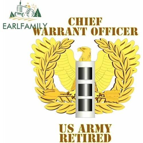 EARLFAMILY 13cm x 11.1cm.6cm for Chief Warrant Officer US Army Retired VAN Car Stickers Scratch-Proof Decal Bumper Decoration