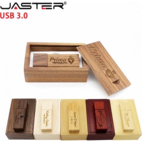 Free LOGO High Speed Wooden USB 3.0 Flash Drive 4GB 8GB 16GB 32GB 64GB 128GB Wedding Pen Drives Photography Memory Stick U Disk