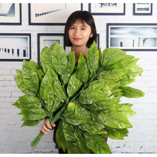 Simulation Magnolia Leaf Plastic Mango Leaves For Shopping Mall Restaurants Decoration Indoor Big Tree Engineering Landscaping