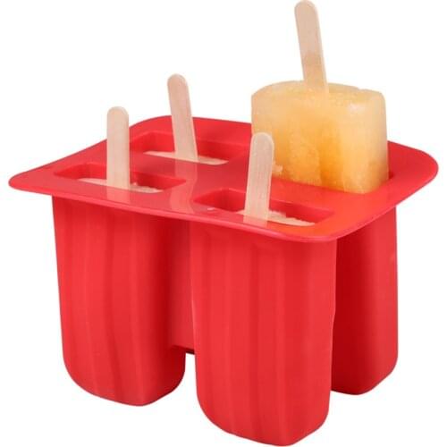 KHJGDNOR Popsicle Molds Food Grade Silicone Ice Stick Maker Mold 4 Holes Pudding Mould Ice Cream Tool