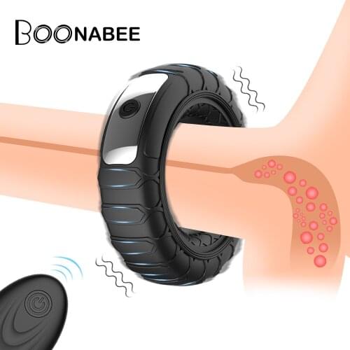 Penis Ring Vibrator For Men Delay Ejaculation Erotic Male Sex Toy Chastity Cock Ring Remote Control For Gay Adult Erotic Product