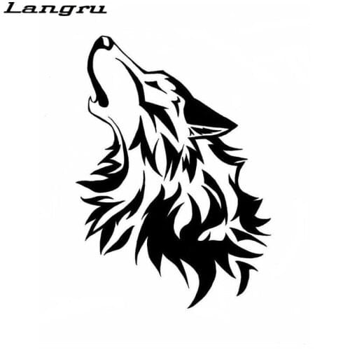 Langru Hot Sale Car Styling Cute Intoxicated Howling Wolf Car Sticker Vinyl Car Bumper Decal JDM
