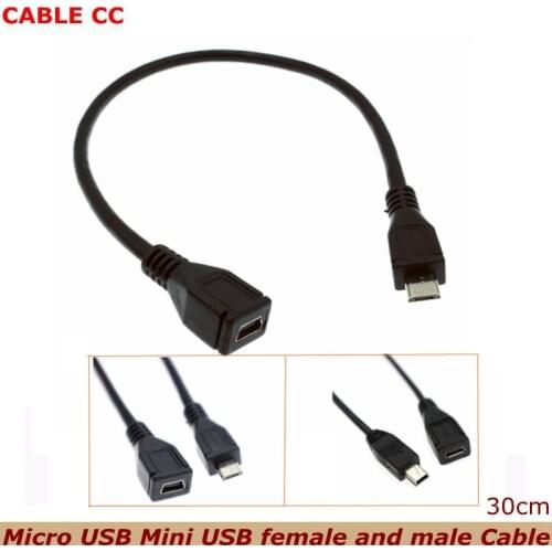 The best price 0.3m Micro USB Mini USB 2.0 5Pin male to female M to F extension connector adapter long plug cable