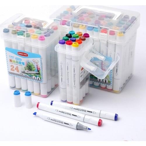 12/24/36/48/60 Colors Dual Tip Fine Liner Art Marker Pens Watercolor Drawing Painting Markers Pen Brush School Supplies