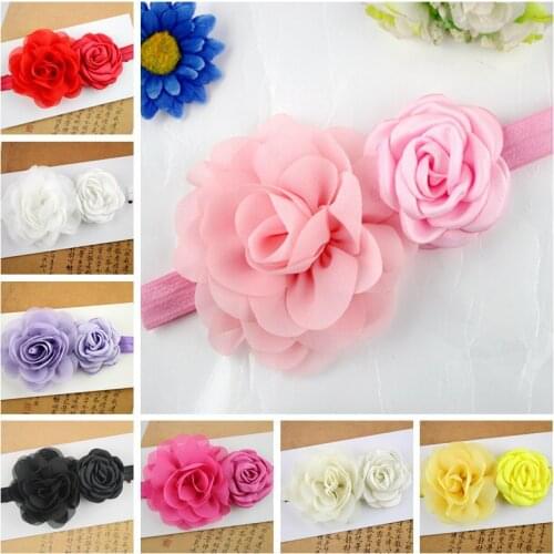 Fashion Girls Elastic flowers Headbands chiffon burned rose headband Hair Band Accessories