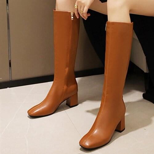 Fashion Knee High Boots Women Shoes 2020 Autumn Winter Womens High Boots Zipper Comfortable Long Shoes Ladies Large Size 48
