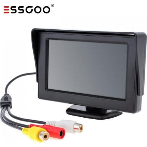 ESSGOO 4.3 Inch Car Monitor Auto Parking System Car Reversing Parking Monitor With 2 video input Rearview camera optional