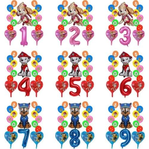Cartoons Paw patrol Childrens birthday aluminum balloons lovely Dog Number balloons boy girl Birthday party decoration balloons