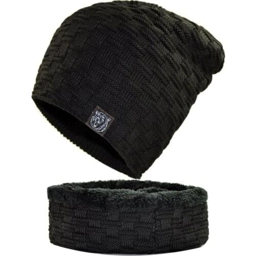Nanci si Mens Plaid Fleece Lined Thermal Winter Knitted Hats Oversized Baggy Slouchy Beanies Skullies Navy Black Gray Red Cap