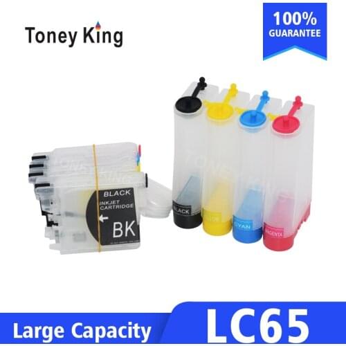 Toney King LC 65 Continuous Ink System Kit For Brother DCP-J140W 145C 165C 185C 195C 197C 365CN 375CW Printer With Reset Chip