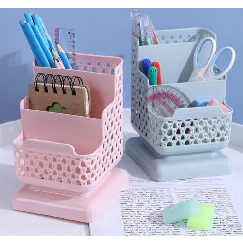 3 Grids Desktop Storage Box Creative Cosmetic Storage Organizer Box Sub-grid Pen Case Makeup Organizer Ladder Design Desk Holder