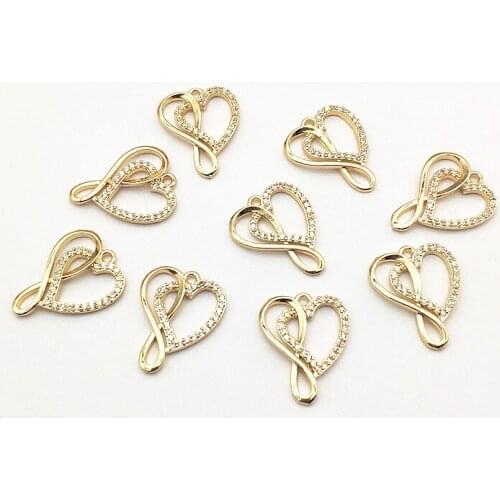 New Arrival! 21x17mm 50pcs Cubic Zirconia Heart Charm for Handmade Necklace/Earrings make DIY Parts,Jewelry Accessories Findings