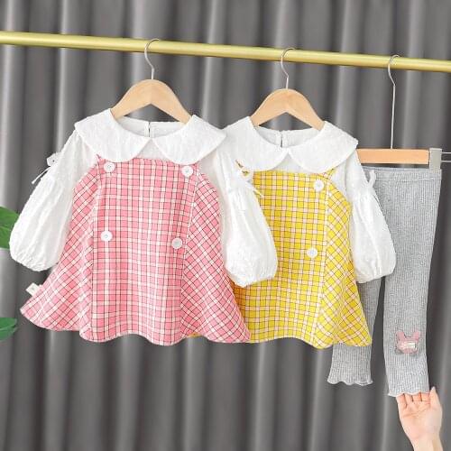 LZH 2021 Autumn Childrens Suit Baby Costume Clothing For Girls Clothes Long Sleeve Kids 3Pcs Outfit 1-4 Years Set For Girls