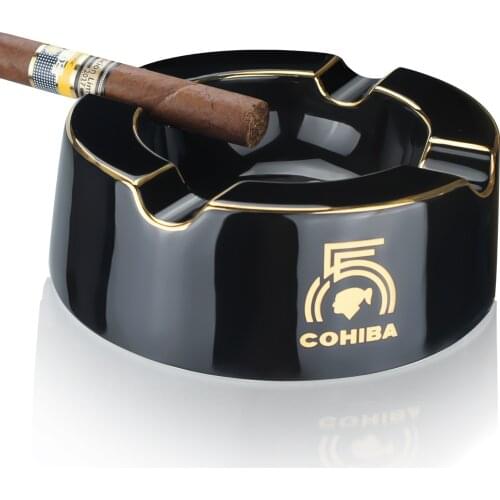 COHIBA Cigar Ashtray Big Ashtrays for 8" Round Cigarettes Large Rest Outdoor Cigars Ashtray for Patio/Outside/Indoor Ashtray