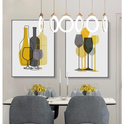 Nordic Minimalist style Yellow cups and bottles Canvas Painting Posters Prints Wall Art Pictures For Living Room Bedroom Aisle