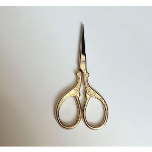 Golden plated european style antique fabri cutting scissors stainless steel vintage sewing scissors