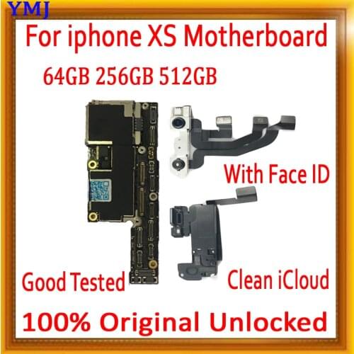 With/no Face ID For iPhone XS 100% Original Unlocked Motherboard 64GB 256GB 512GB Logic Board Full Chips & Free icloud good test