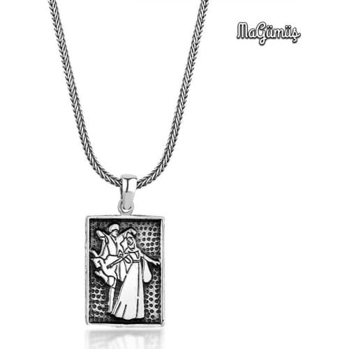 Circassian Caucasian Figure Silver Necklace Chain