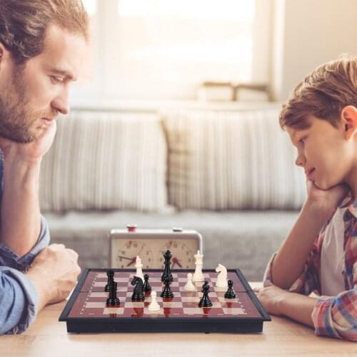 Foldable Wooden Chess Board Set Travel Games Chess Toy Chessmen Entertainment Game Board Toys Gift