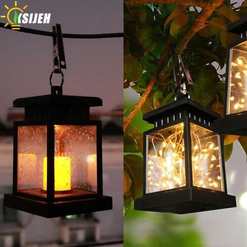 Solar Garden LED Light Flickering Flameless Candle Lantern Outdoor Courtyard Camping Decor Waterproof Hanging Tree String Light