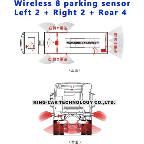 Brand new wireless front rear parking sensor system 24V for truck trailer wireless LED display flat sensor no drill sensor