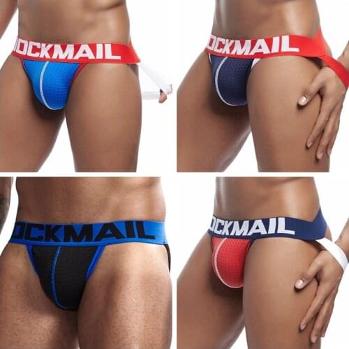 4PCS/Lot Athletic Supporter Mens Jockstrap Thong Underwear Sexy Mesh Low Rise Breathable Performance Jock Strap Gay Underwear