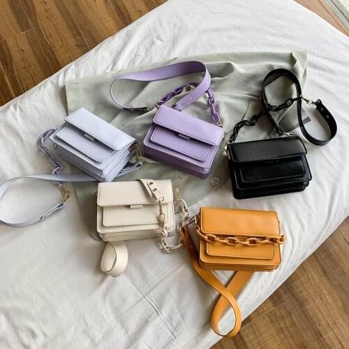 2021 Summer Lady Shoulder Messenger Handbags Female Fashion Cross Body Bag Chain Design New Mini PU Leather Flap Bags For Women