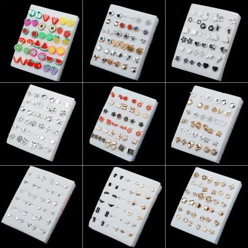 Trend Fashion 18Pairs Acrylic Geometric Korean Alloy Stud Earrings For Women Small Earrings Female Brincos Jewelry