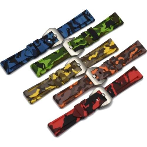 High-Quality Camouflage Silicone Rubber Watch Strap 20 MM 22MM 24MM Waterproof Watch Band Suitable Straps For Many Brand Watches