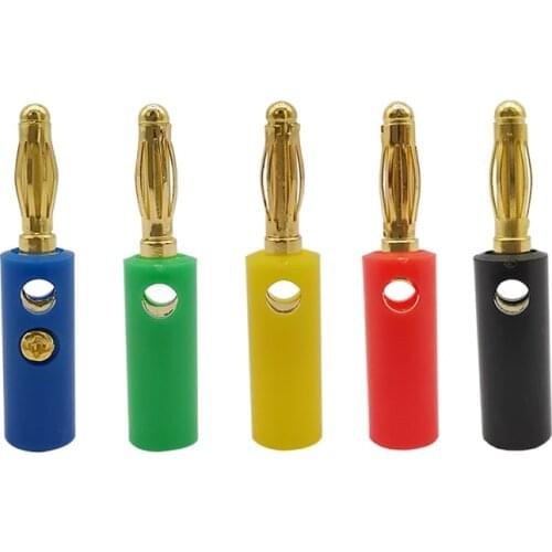 10Pcs 4mm Banana Plugs Connectors Audio Speaker Gold Plated Adapter screw Wire Cable connector Lantern type banana head