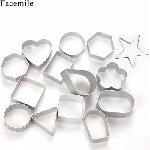 14PCS Xmas Geometric Patterns Star Round Cookie Cutter Tools Aluminium Alloy Biscuit Mold Kitchen Cake Decoratin Tool