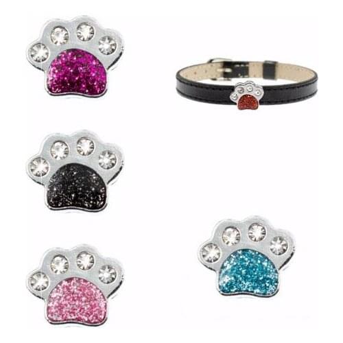 20,50)PCS/lot 8MM Rhinestones Colors Paw Slide Charms Fit For 8mm DIY Leather Wristband Keychains Fashion Jewelrys
