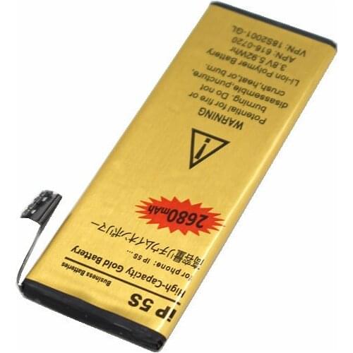30pcs /lot 2680mAh 0 zero cycle Replacement Gold Li-Polymer Battery For iPhone 5S 5 S Accumulator Batteries