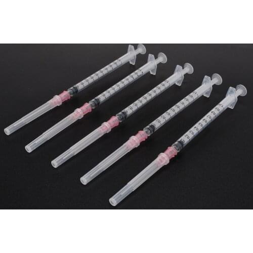 5 set Blunt Tip Syringe 1ml Glue Syringe Stainless Steel Dispense Needles Syringe & Blunt Tip Needle 18 Gauge 1.5" w/Caps