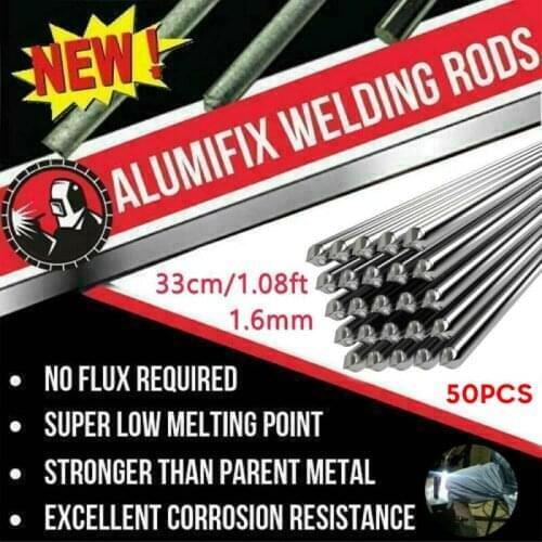 50Pcs 330* 1.6mm Aluminum Flux-Cored Welding Rods Solution No Solder Powder Welding Wire Brazing Welding Tool Supplies Hot Sale