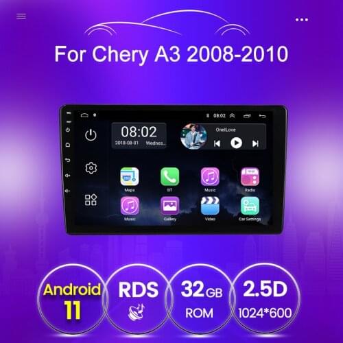 New Android 11 RDS WIFI Navigation 2 DIN autoradio For Chery A3 2008 2009 2010 Car Radio Multimedia Video Player 2GB 32GB