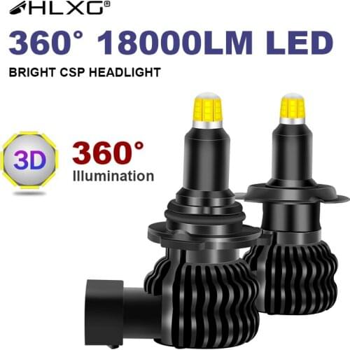 HLXG H11 9012 LED headlight 9005 9006 HB3 HB4 18000LM CSP canbus luces car Light lamp 12V 100W 6000K h1 360 H8 H9 h7 led bulb