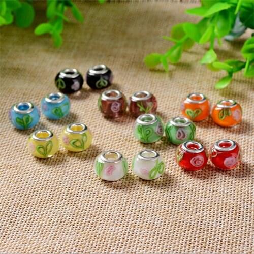 Free shipping 50pcs mix color & style rhinestone big hole charms & crystal glass fit European Pandor bracelet DIY perlas H55