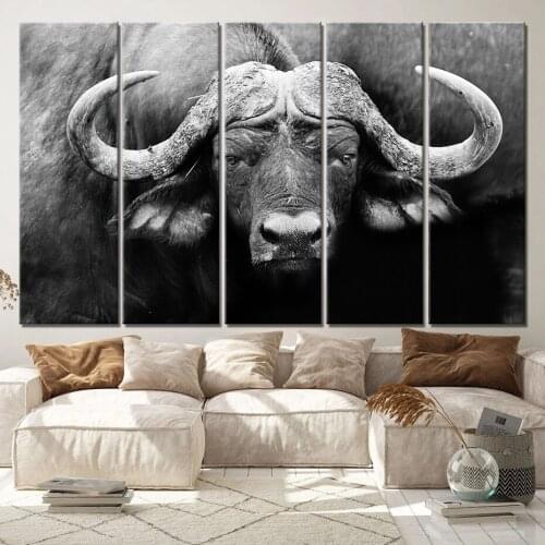 Black White African Cape Buffalo Canvas Paintings Animals Wall Art Home Decoration Prints Pictures and Posters for Bedroom Decor