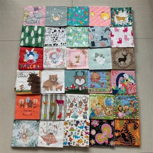 Decoupage table paper napkins cute tissue vintage towel cartoon animal boy girl kid birthday wedding party home beautiful decor